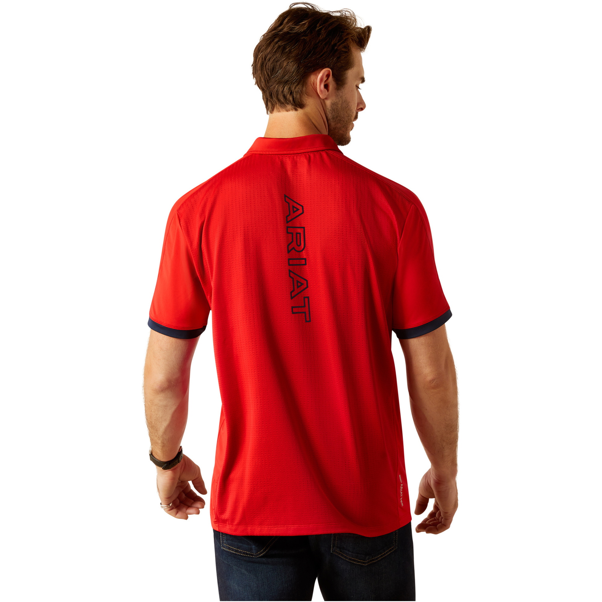 2025 Ariat Homme Bandera 1/4 Zip Manches Courtes Polo Shirt 10054971 - Weg Redt